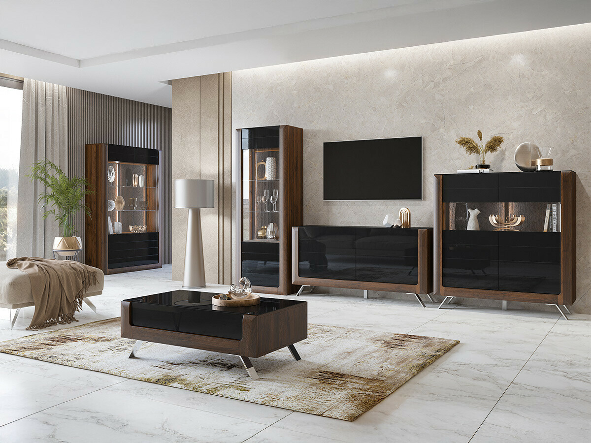 Riiul Sovera 102 (Pähkel + Läikiv must)