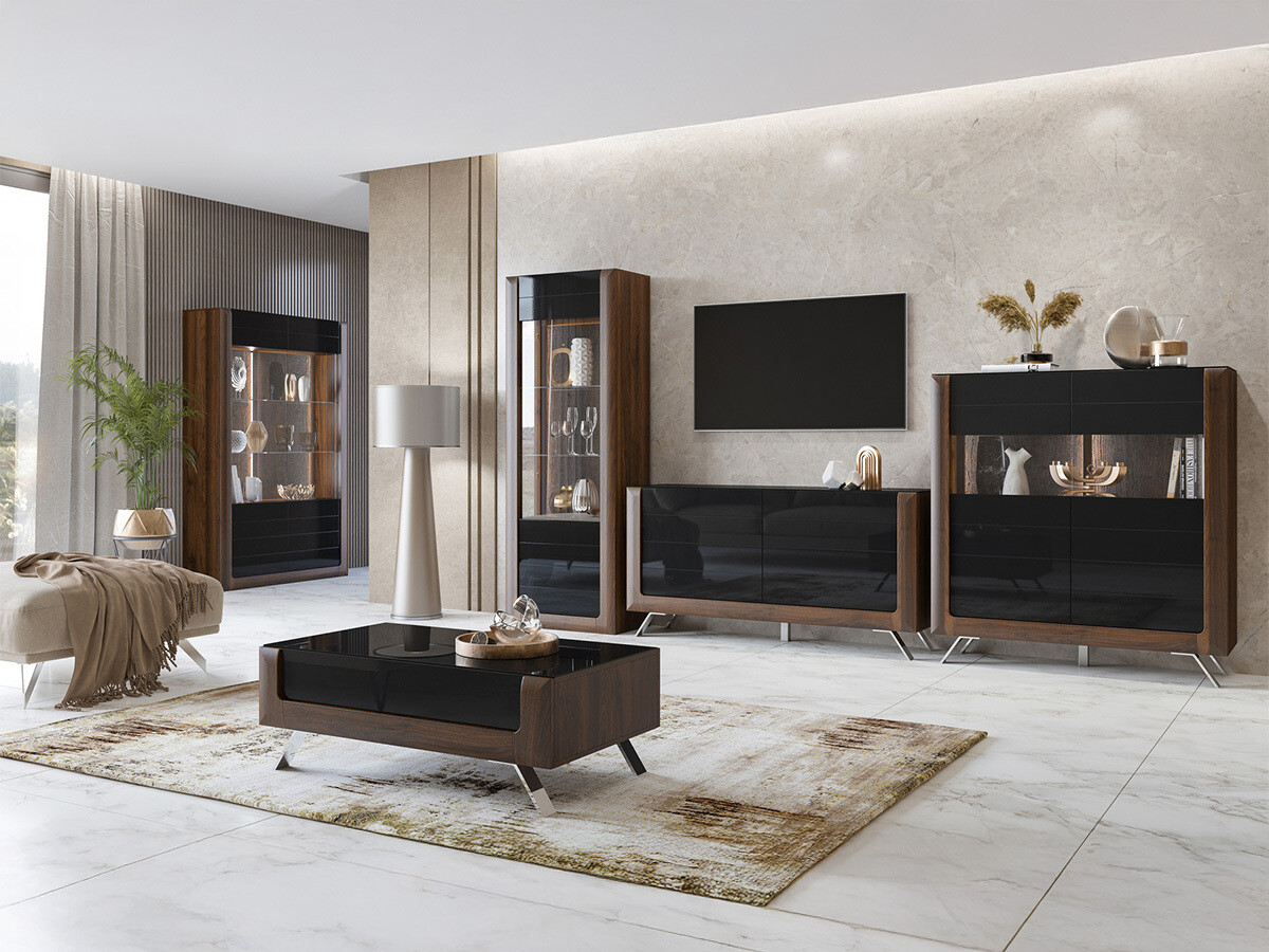 Diivanilaud Sovera 108 (Pähkel + Läikiv must)