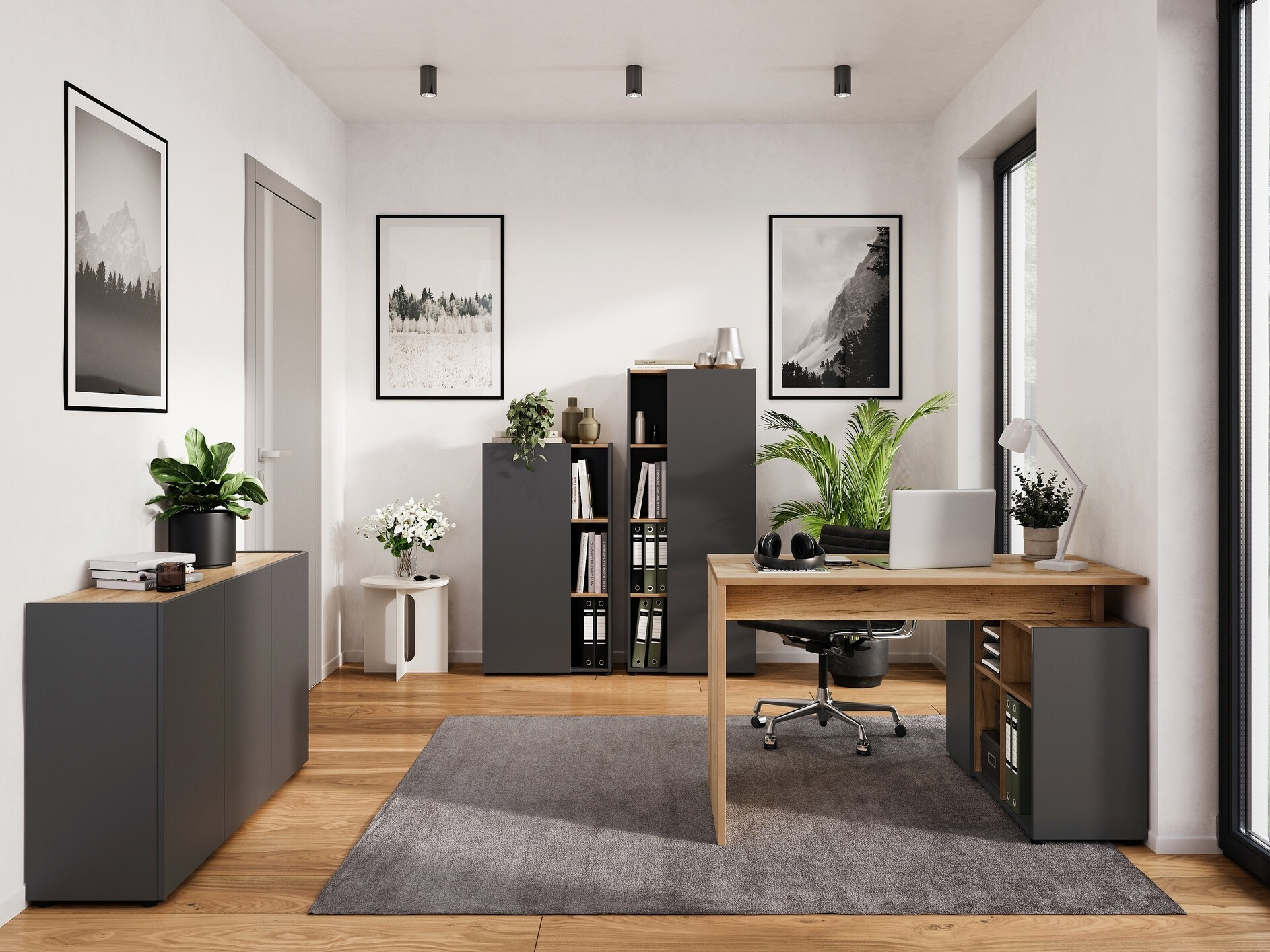 Kontori nurgalaud Evarsoa 101 (Grafiit + Navarra tamm)