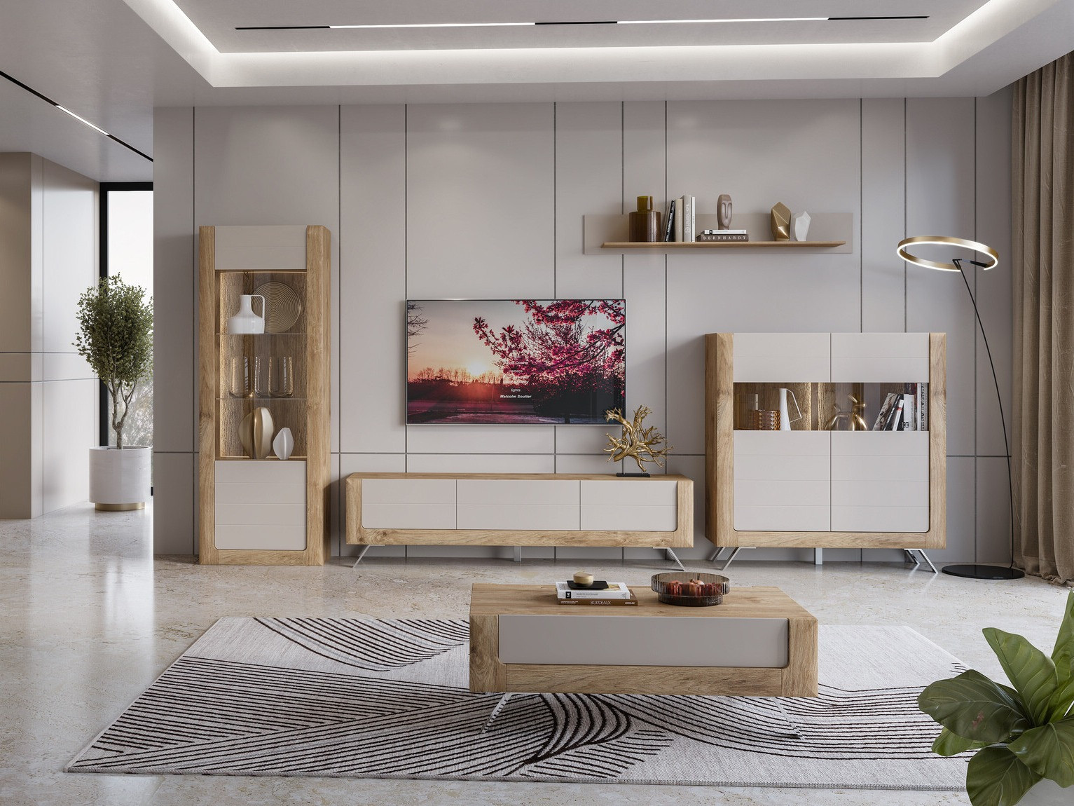 Riiul Sovera 106 (Golden Oak + Helehall)