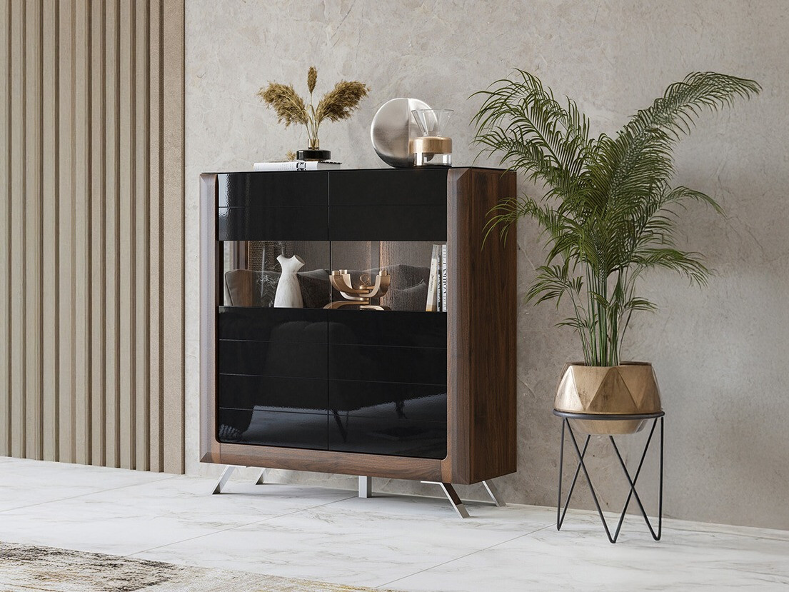 Riiul Sovera 106 (Pähkel + Läikiv must)