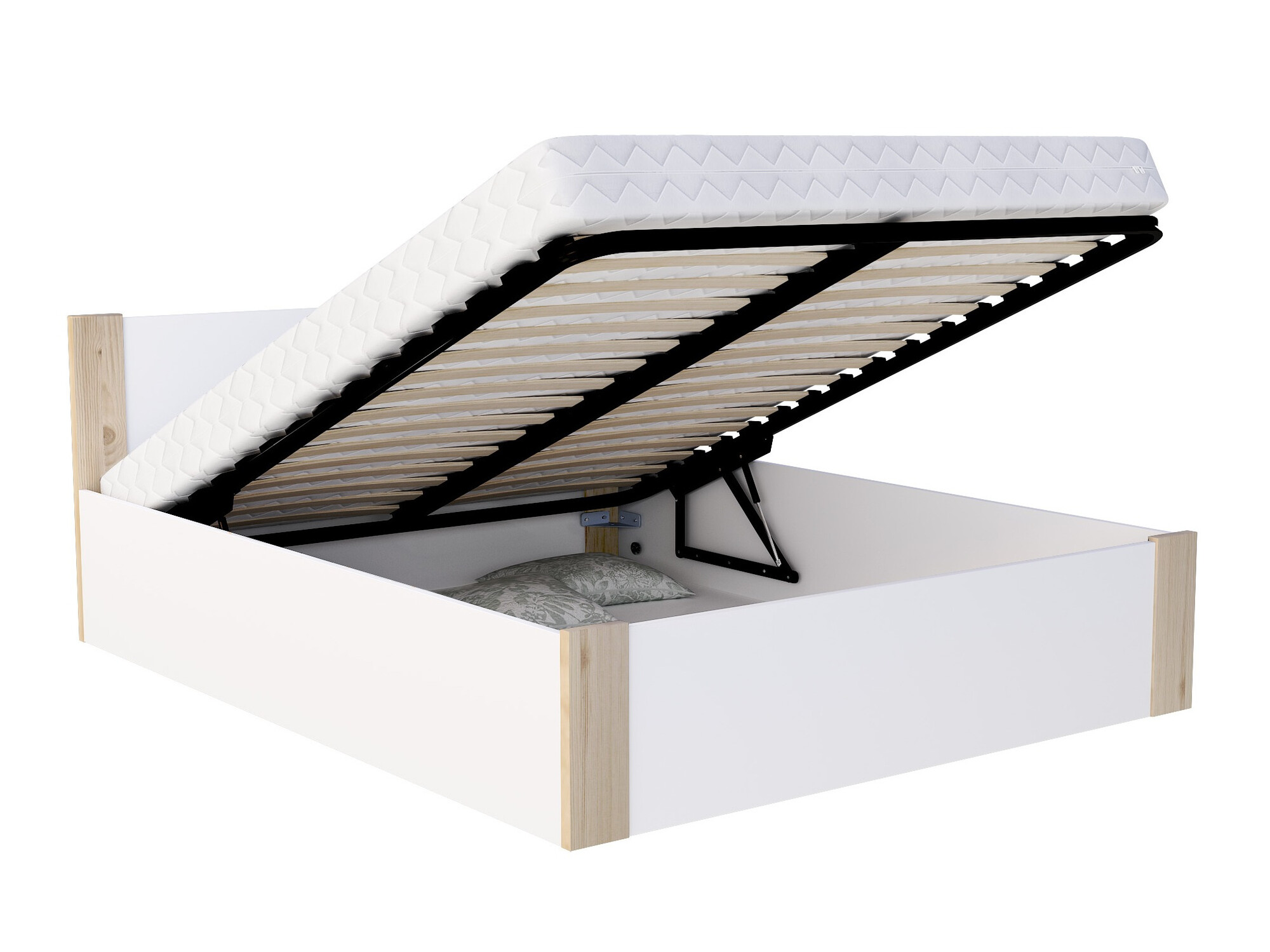 Voodi Aurora 155 (Valge + Mänd)