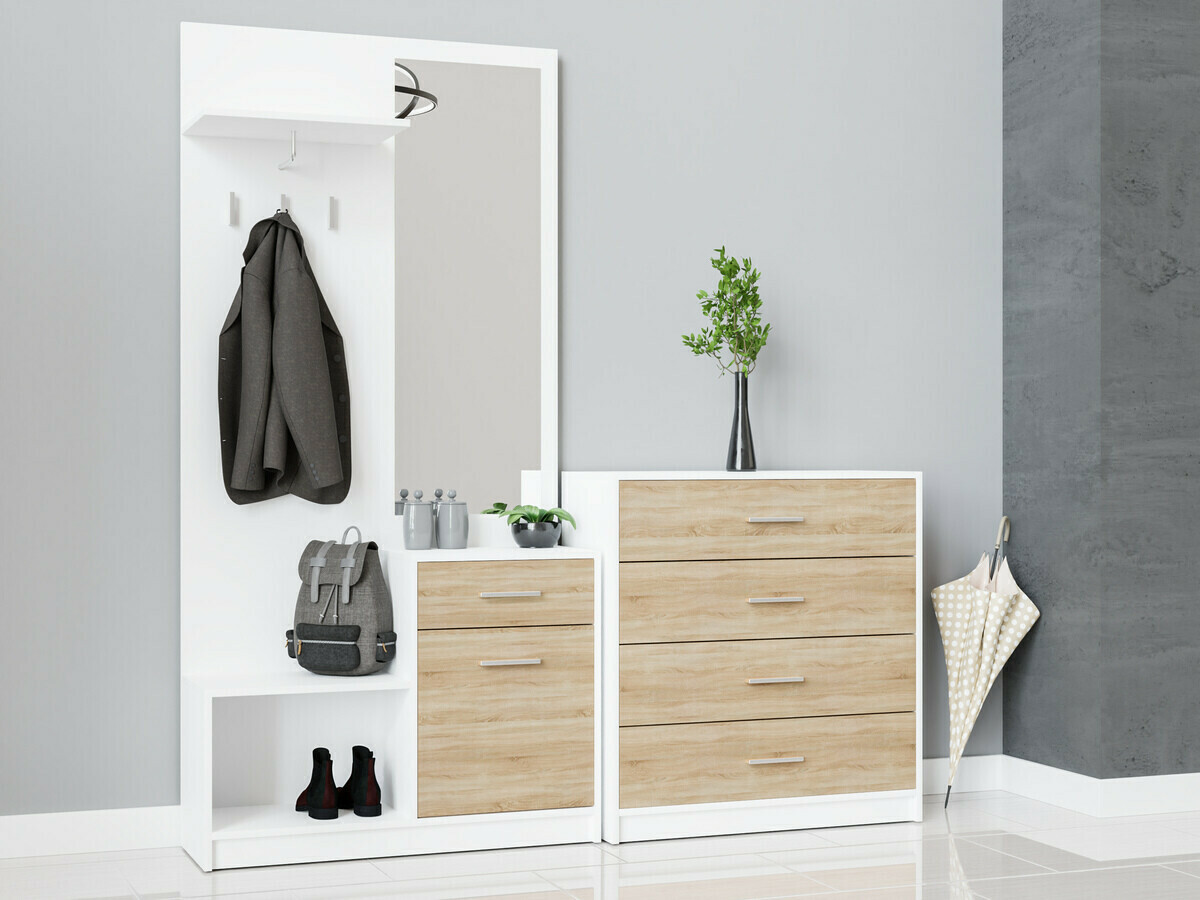 Esikukomplekt Novsore 121 (Valge + Sonoma tamm)