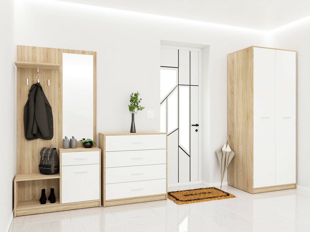 Riidekapp Novsore 120 (Sonoma tamm + Valge)