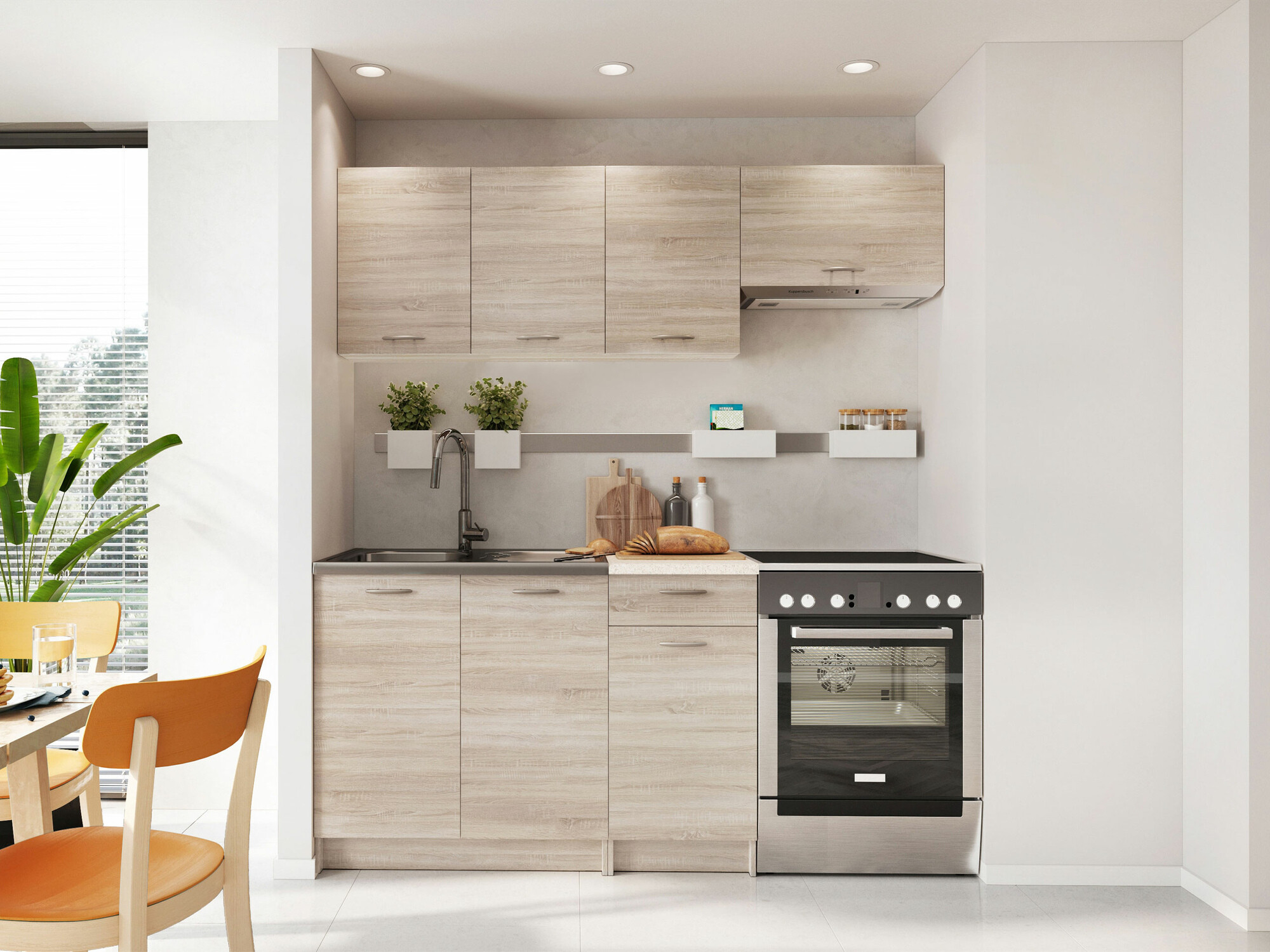 Köögikomplekt Ota (Sonoma tamm + Beež)