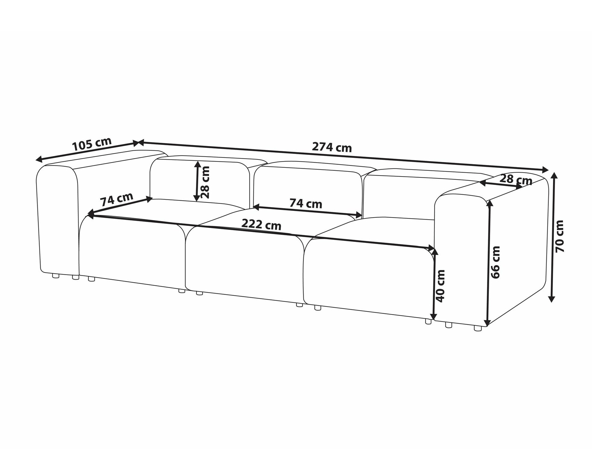 Mooduldiivan Balcoro 105 (Valge)