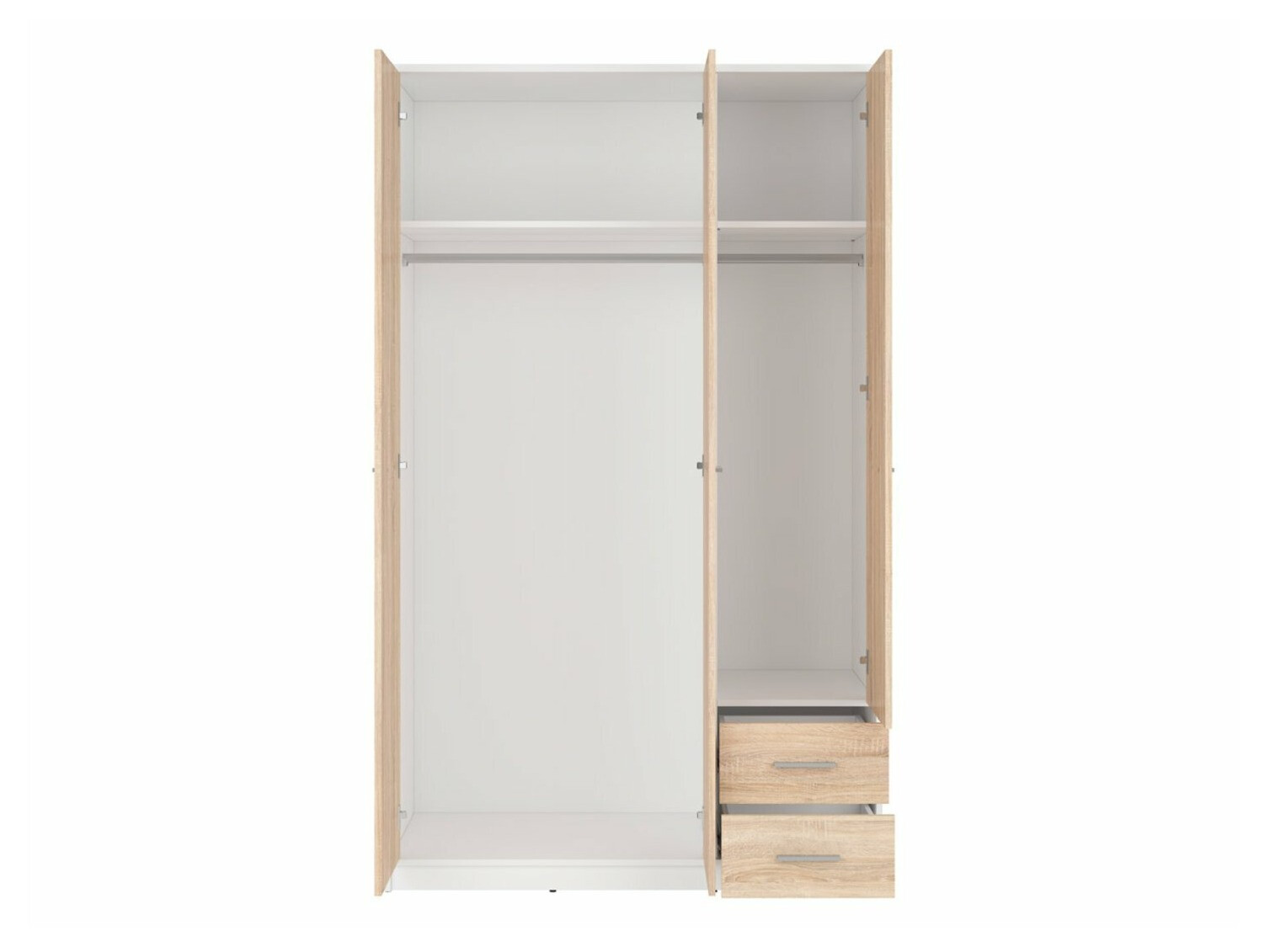 Riidekapp Novsore 134 (Valge + Sonoma tamm)