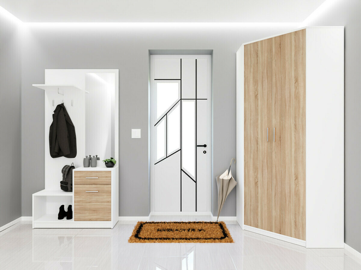 Esikukomplekt Novsore 145 (Valge + Sonoma tamm)