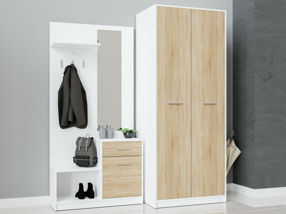 Esikukomplekt Novsore 146 (Valge + Sonoma tamm)