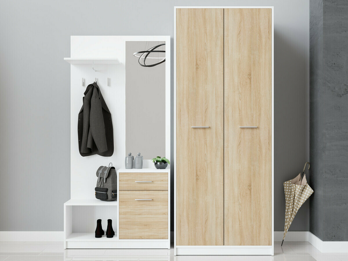 Esikukomplekt Novsore 146 (Valge + Sonoma tamm)