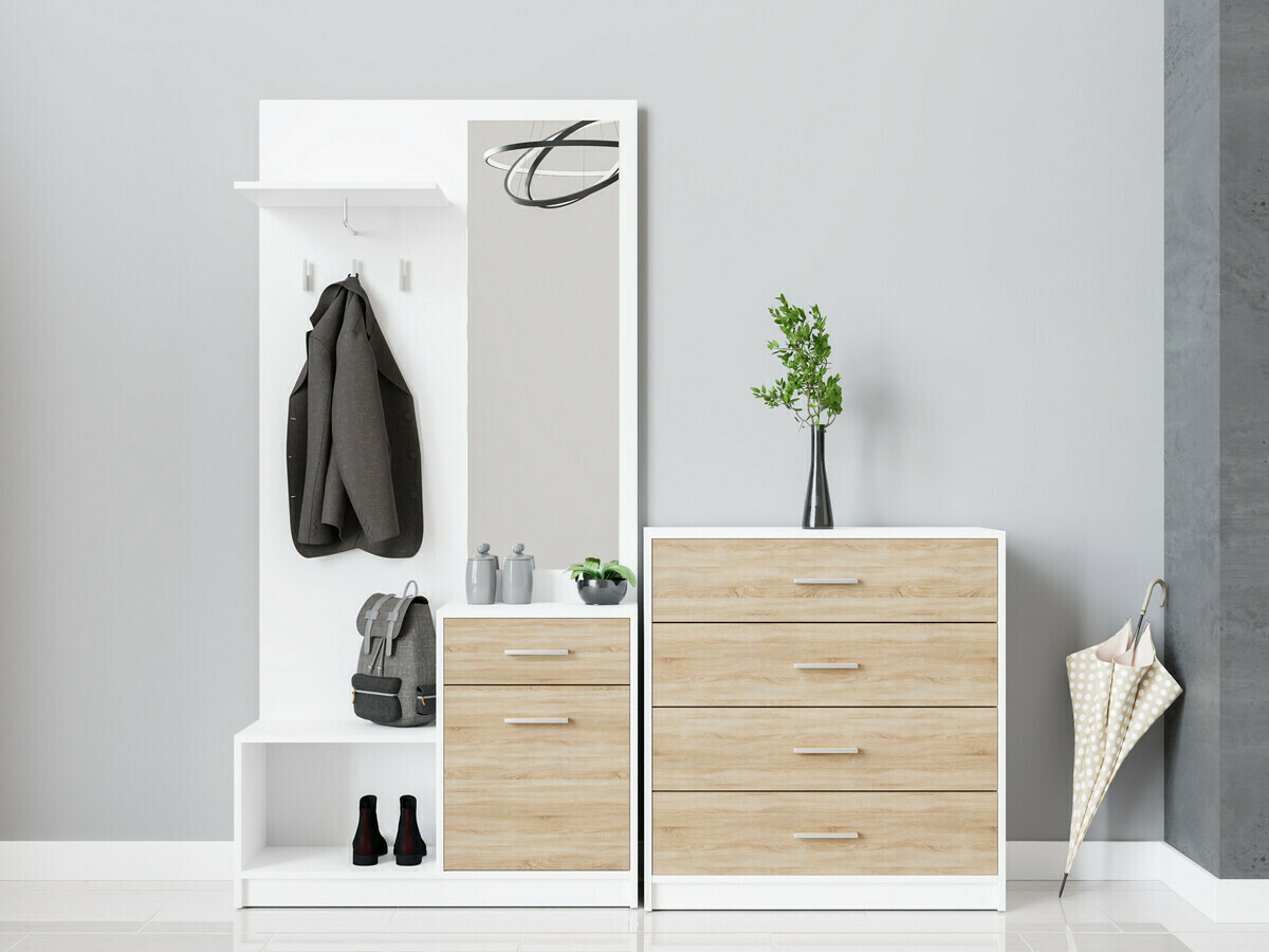 Esikukomplekt Novsore 148 (Valge + Sonoma tamm)