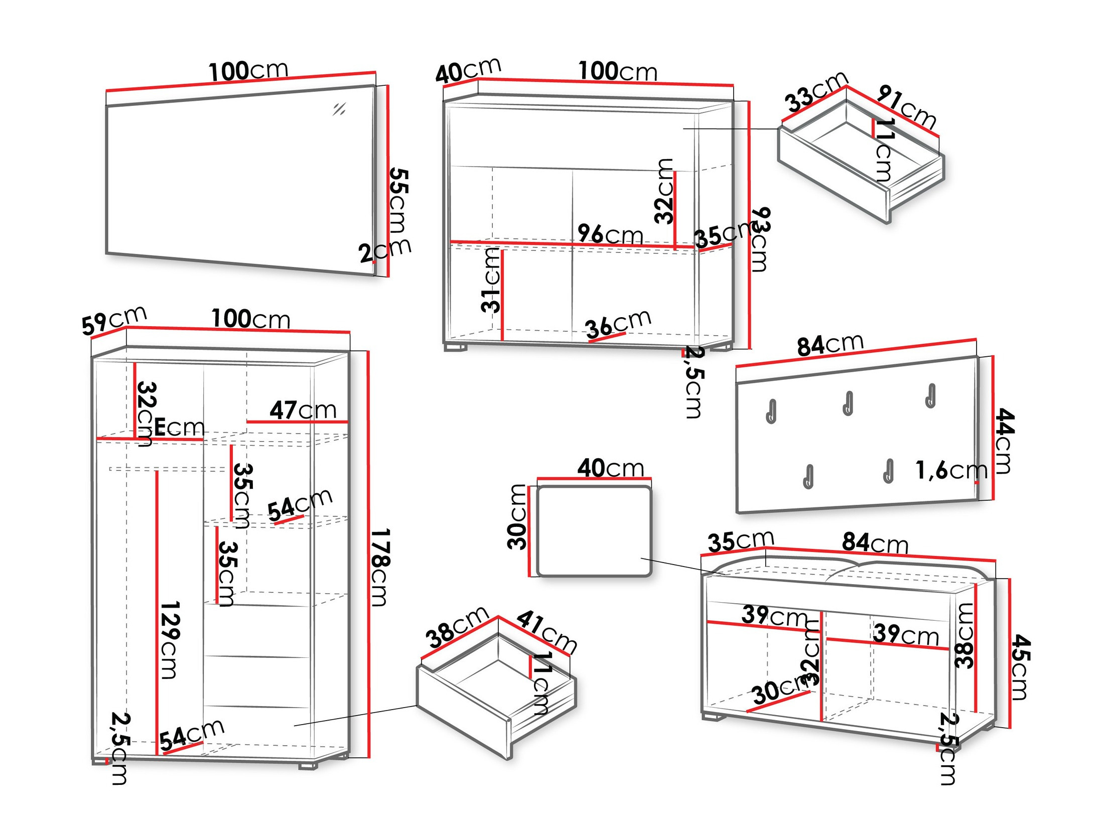 Esikukomplekt Comfivo Tutela V (Valge)
