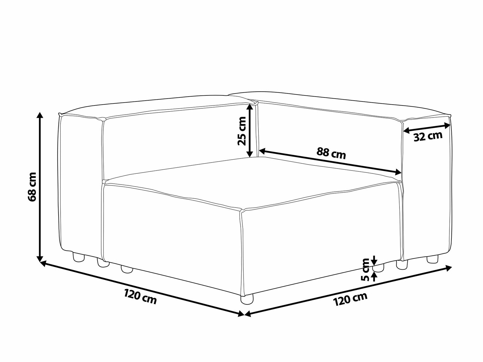 Modulaarne istumisnurk Serophi 101 (Taupe)