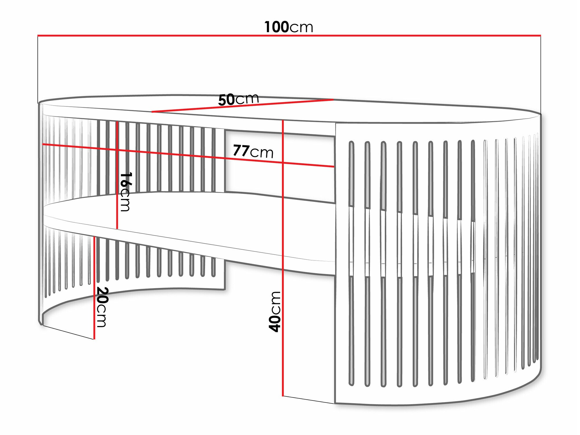 Diivanilaud Evanola 103 (Must + Valge)