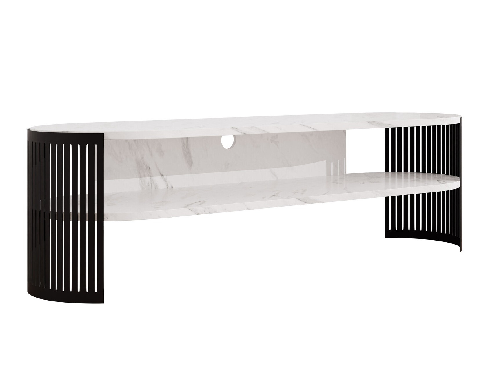 TV-alus Sordore 121 (Must + Valge marmor)