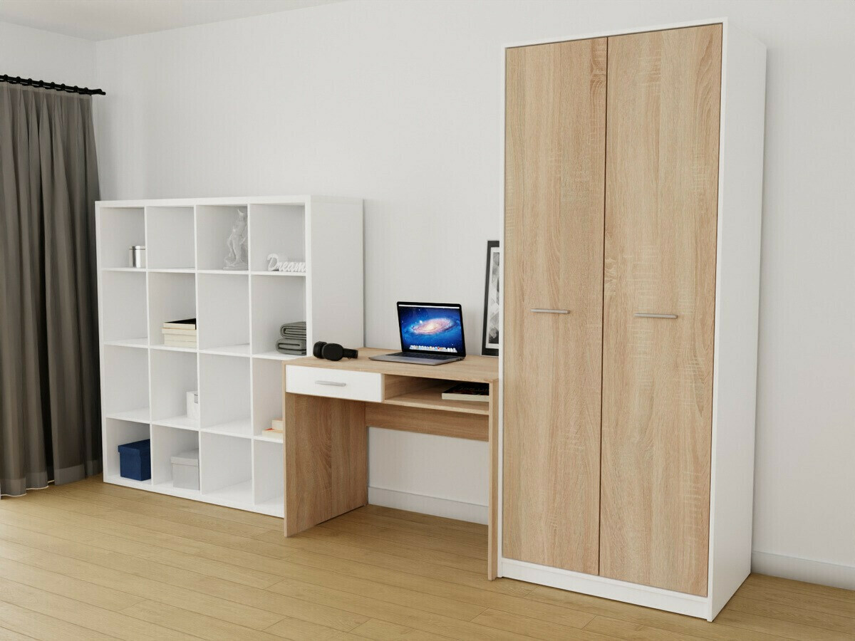 Kodukontori komplekt Novsore 153 (Valge + Sonoma tamm)