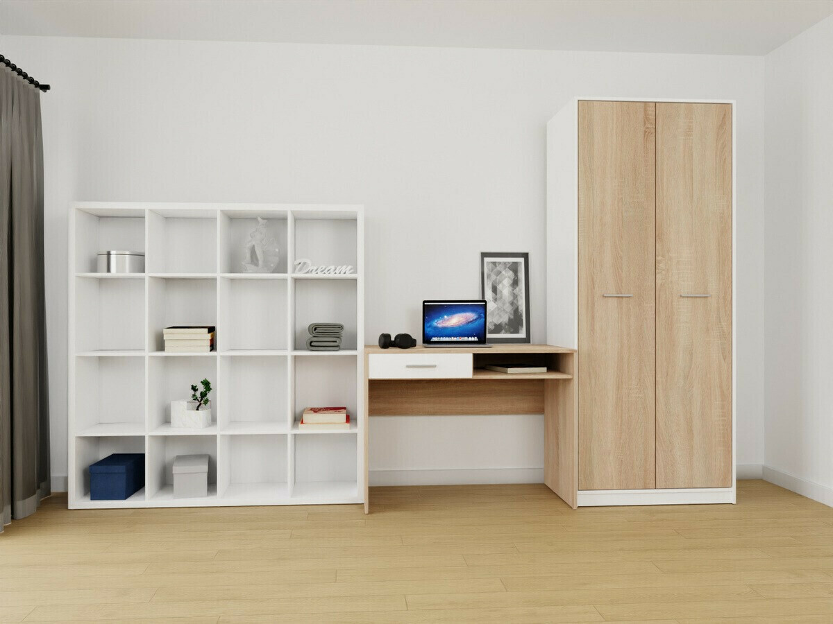 Kodukontori komplekt Novsore 153 (Valge + Sonoma tamm)