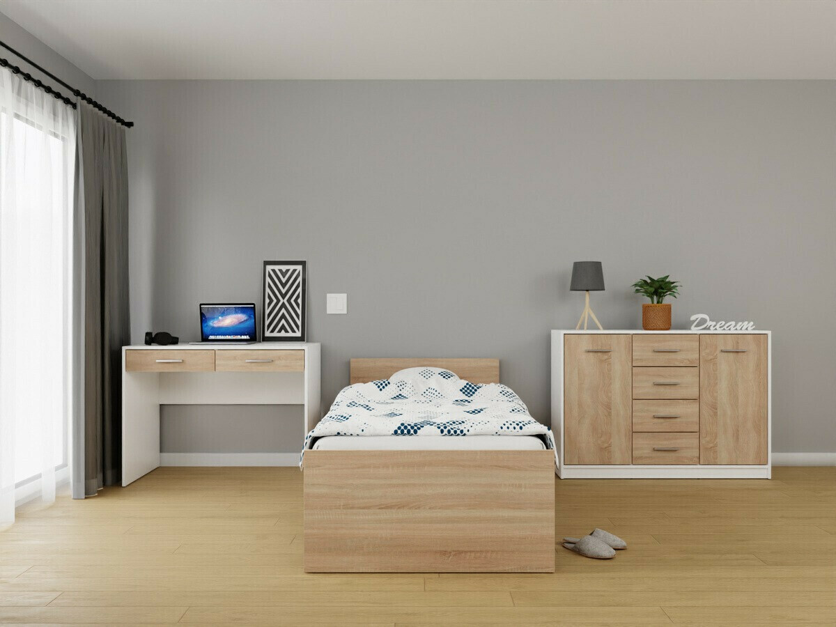 Magamistoakomplekt Novsore 149 (Valge + Sonoma tamm)