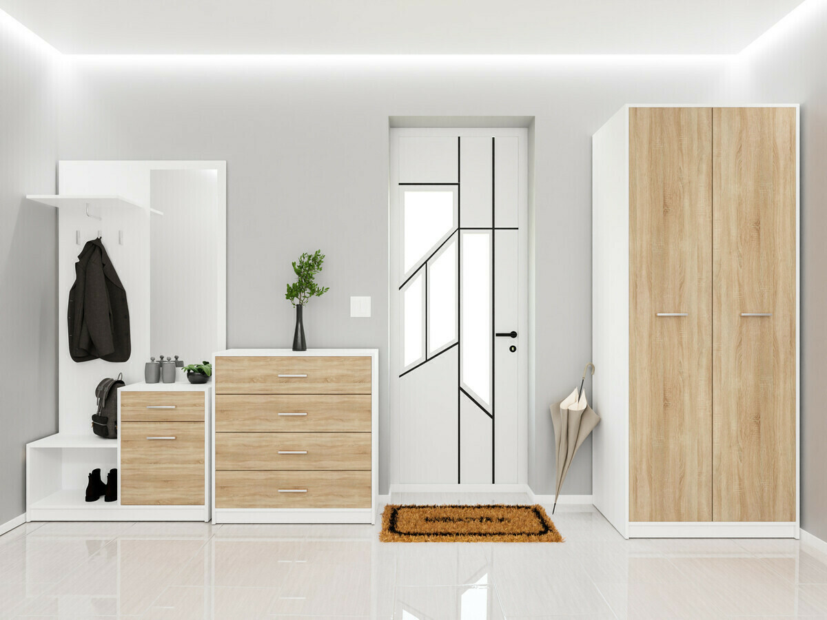 Esikukomplekt Novsore 154 (Valge + Sonoma tamm)