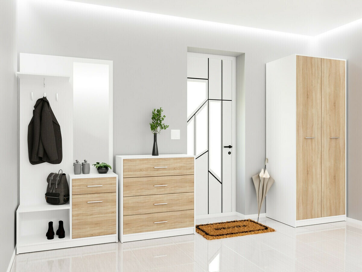 Esikukomplekt Novsore 154 (Valge + Sonoma tamm)