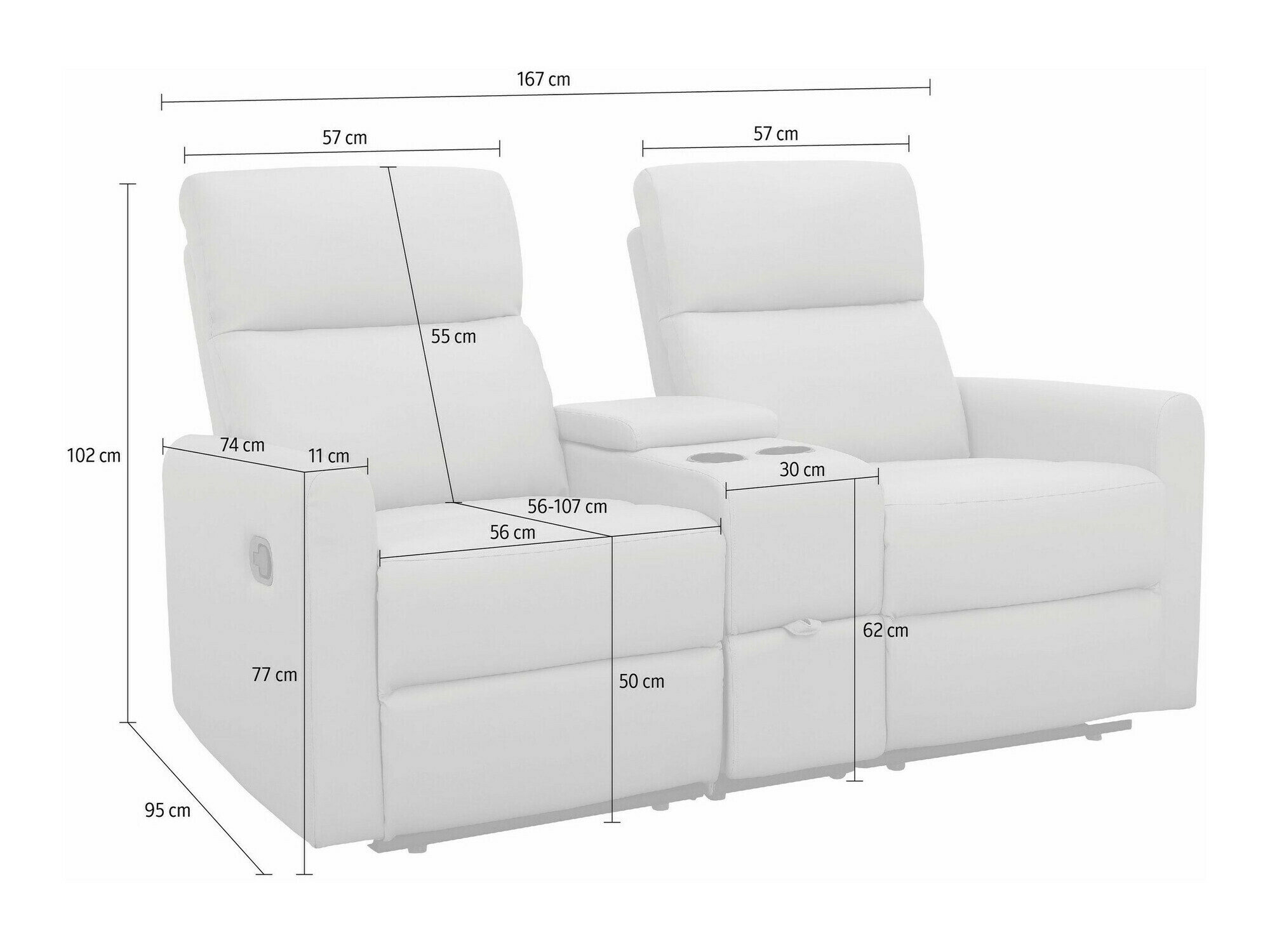 Diivan recliner Denton 1397 (Antratsiit)