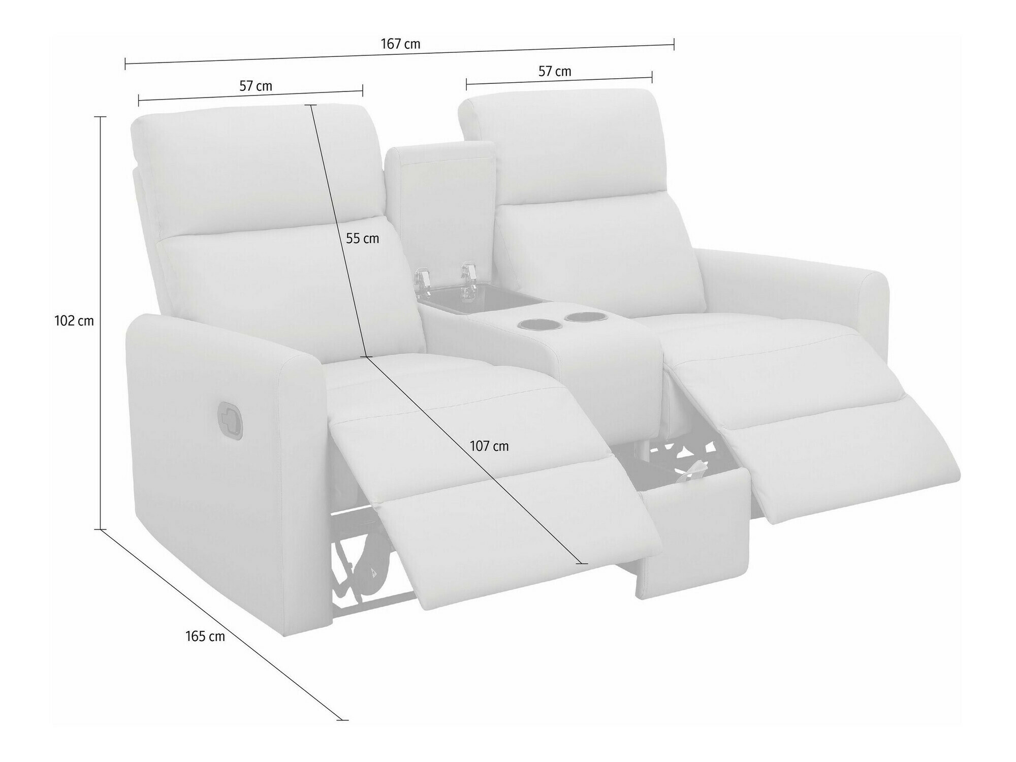 Diivan recliner Denton 1397 (Antratsiit)