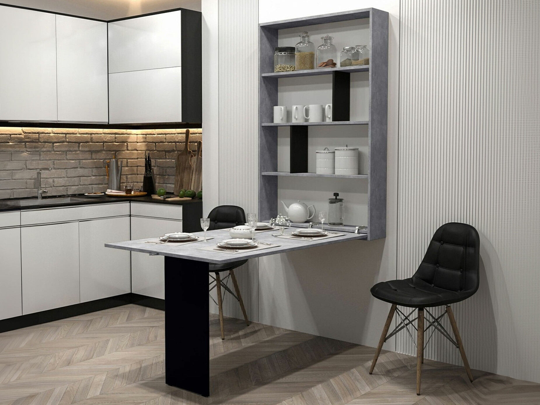 Kokkupandav laud Hartford 428 (Must + Betoon)