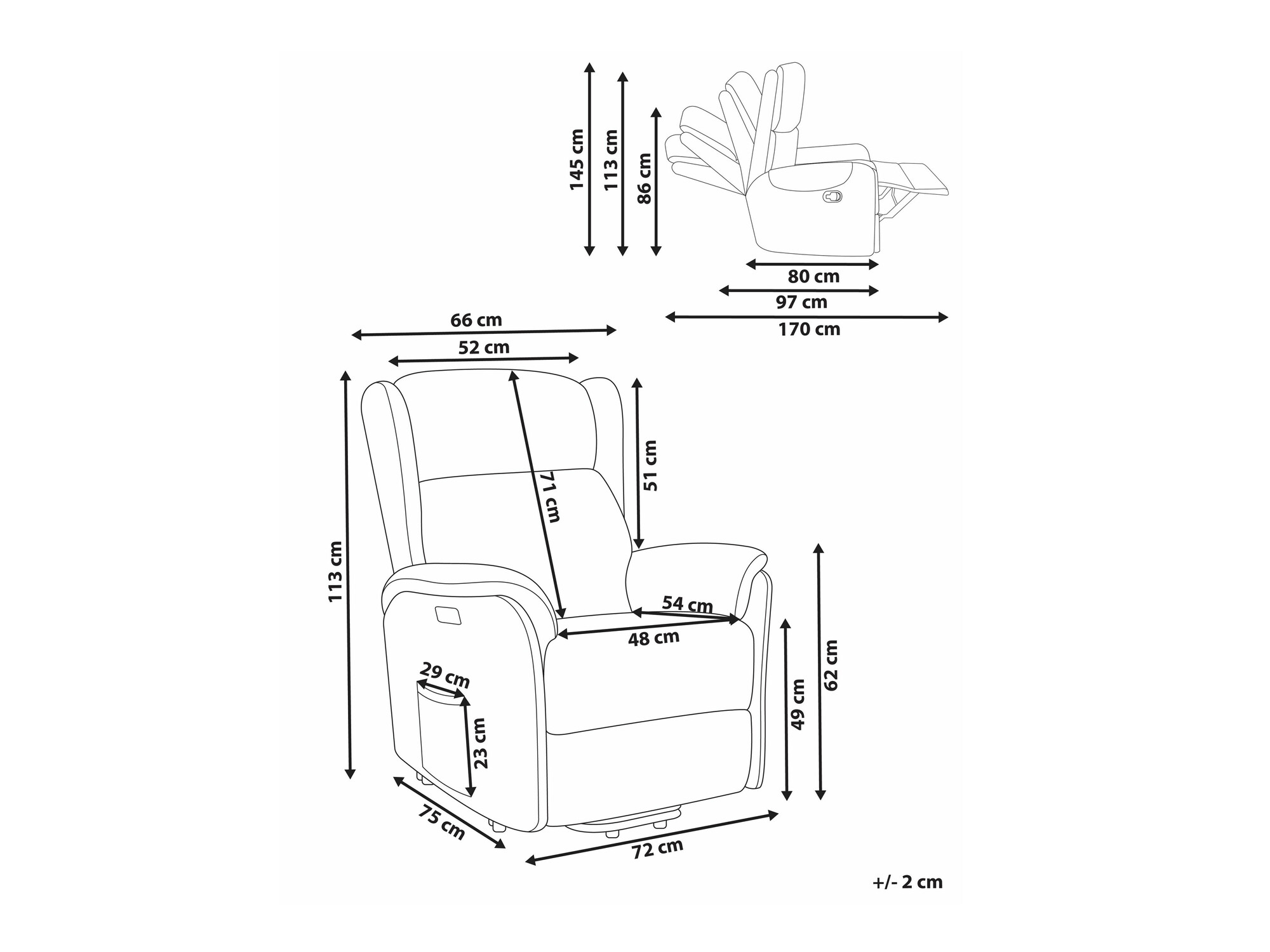 Tugitool recliner Berwyn 2420 (Koor)