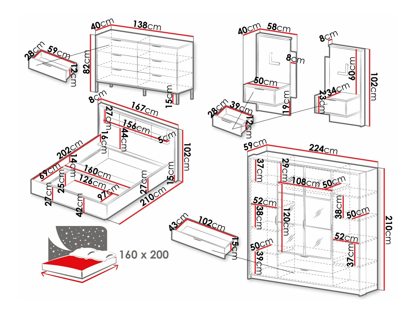 Magamistoakomplekt Flodale 106