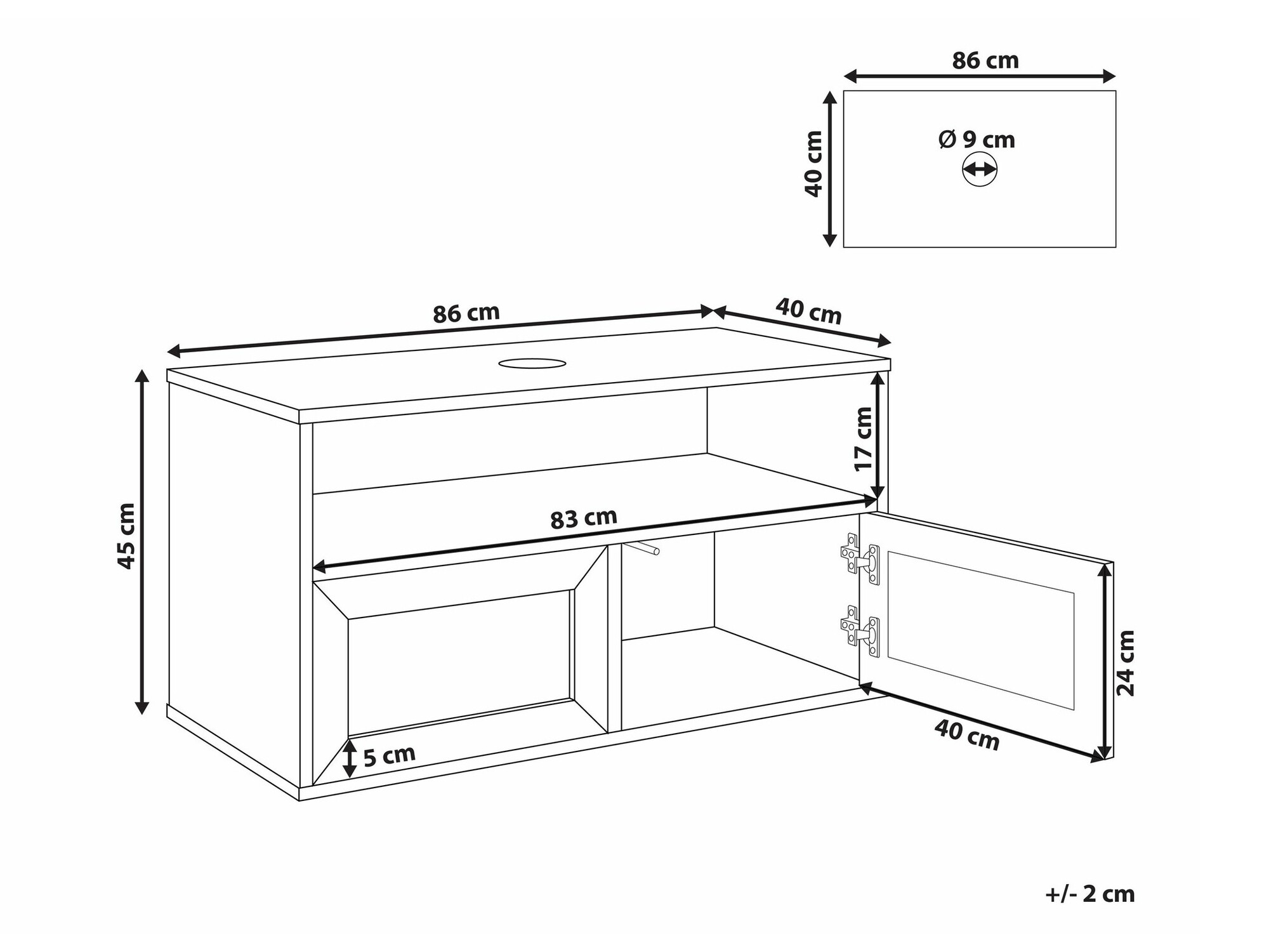 Vannitoa põrandakapp kraanikausile Meldoru 100
