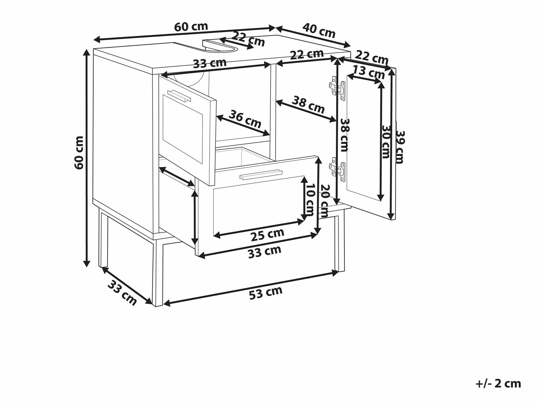Vannitoa põrandakapp kraanikausile Meldoru 101