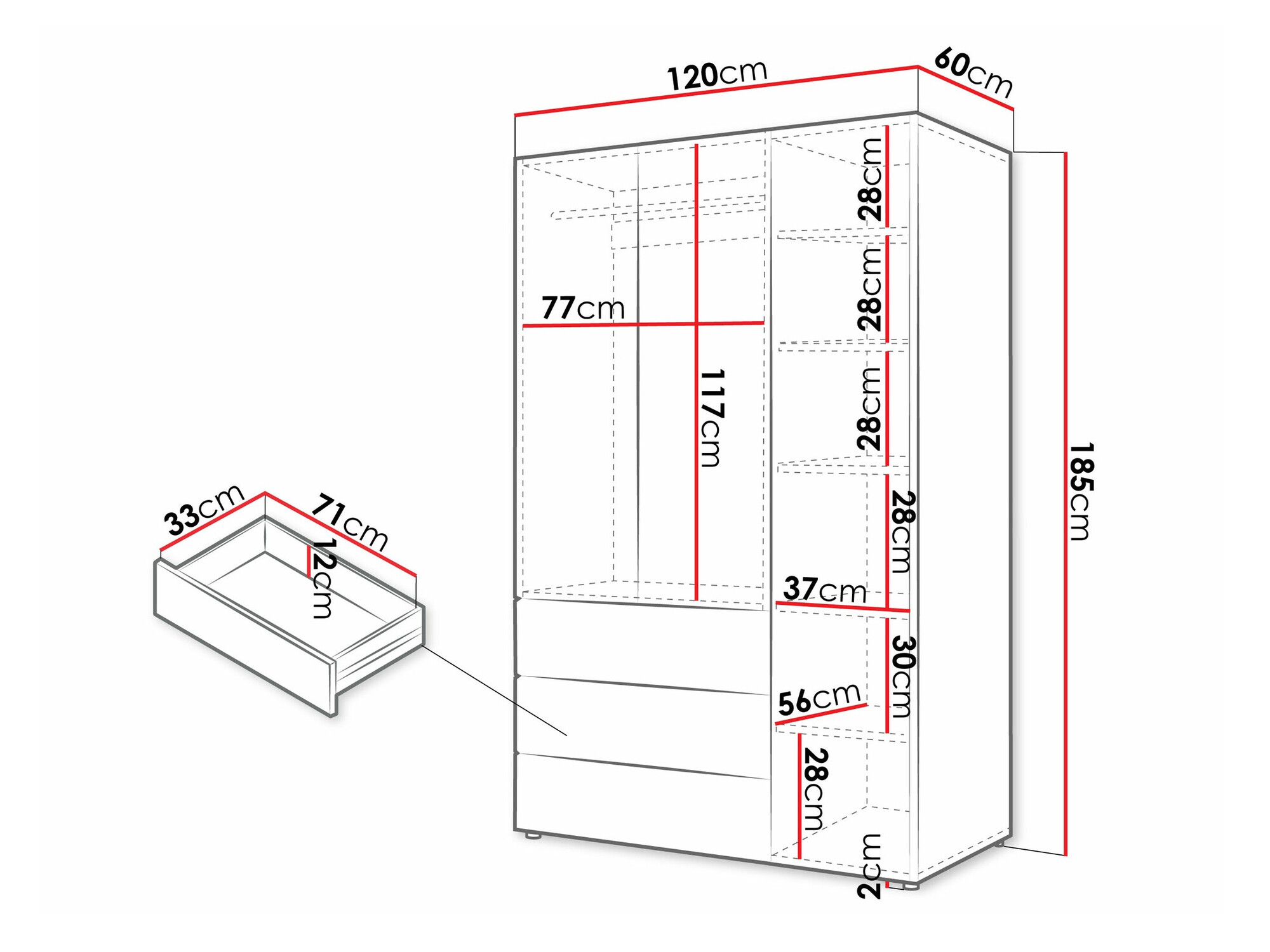 Riidekapp Domcali 100 (Beež + Tamm)