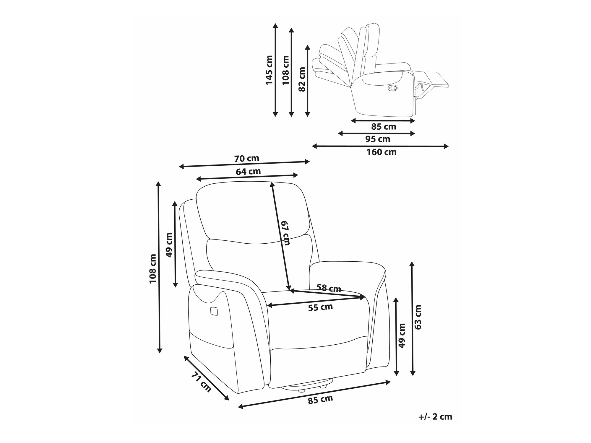 Tugitool recliner Berwyn 2444 (Pruun)