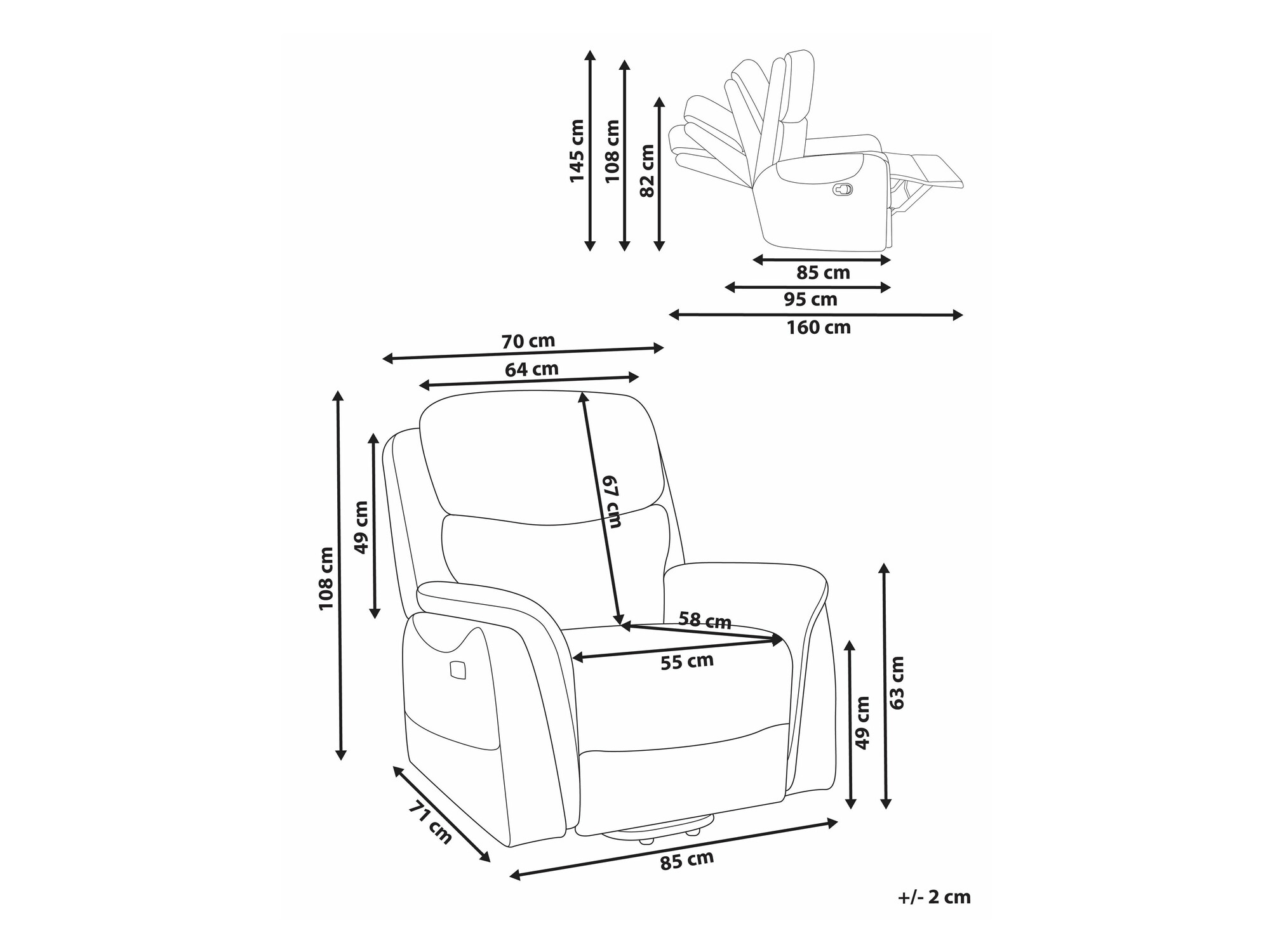 Tugitool recliner Berwyn 2444 (Taupe)