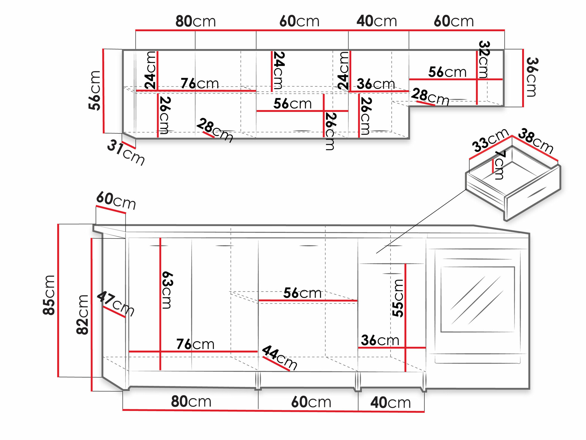 Köögikomplekt Trenton 105 (Artisan tamm + Must)