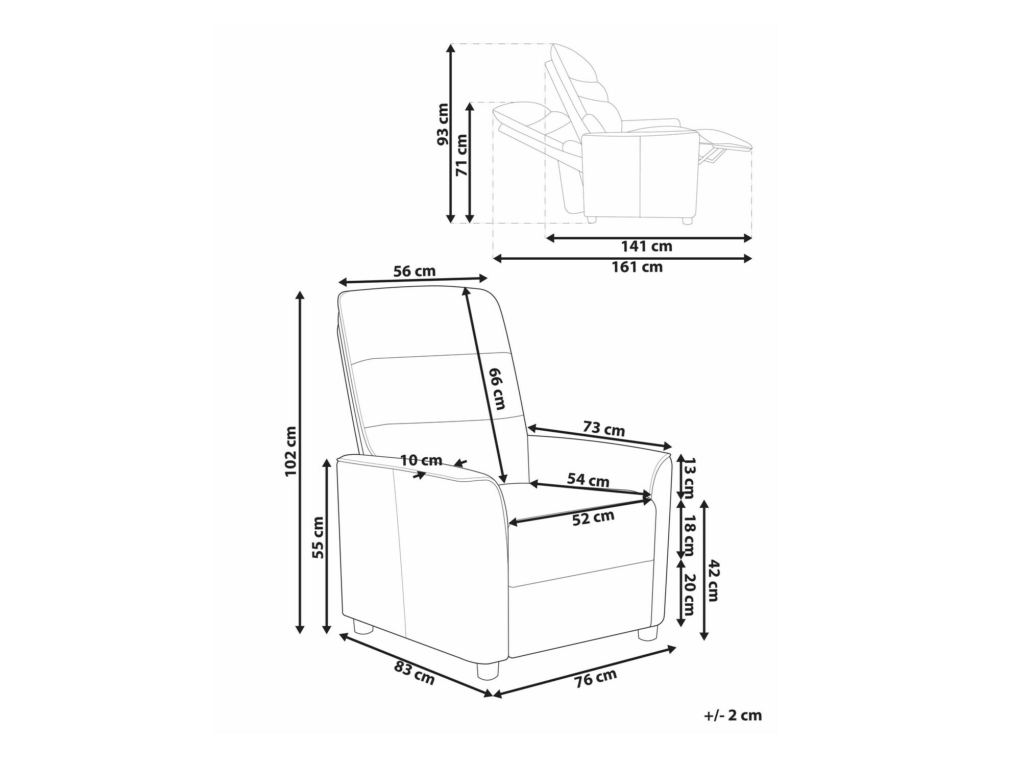 Tugitool recliner Berwyn 2460 (Valge)