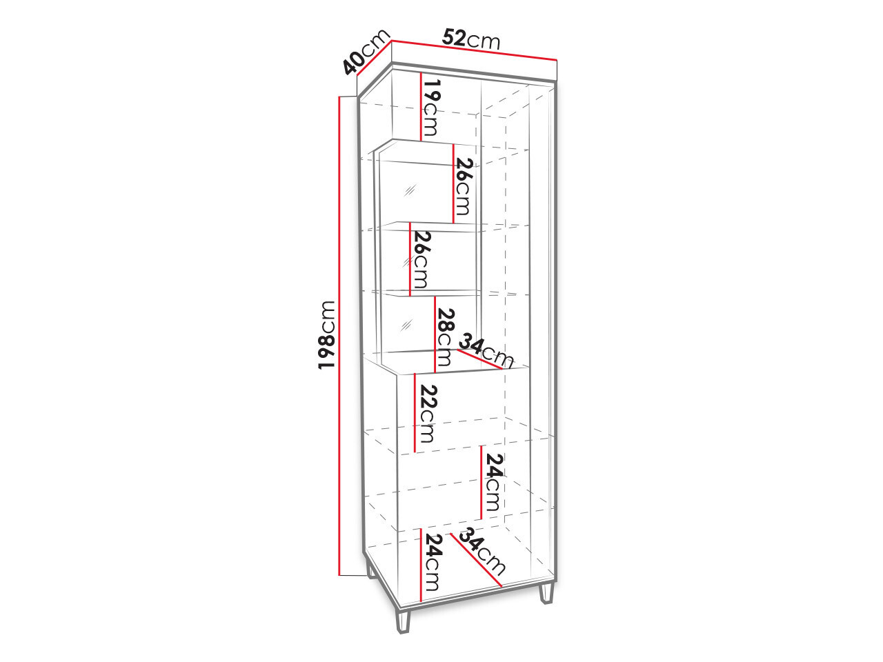 Riiul Livseri 108 (Valge + Läikiv valge + Ere puit)