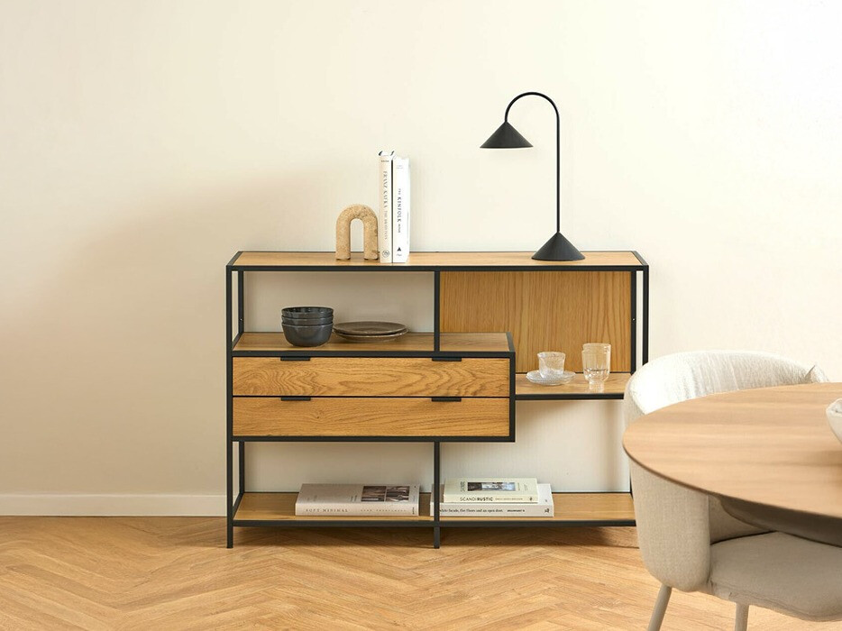 Riiul Norsica Sevferi 183 (Must + Wild Oak)