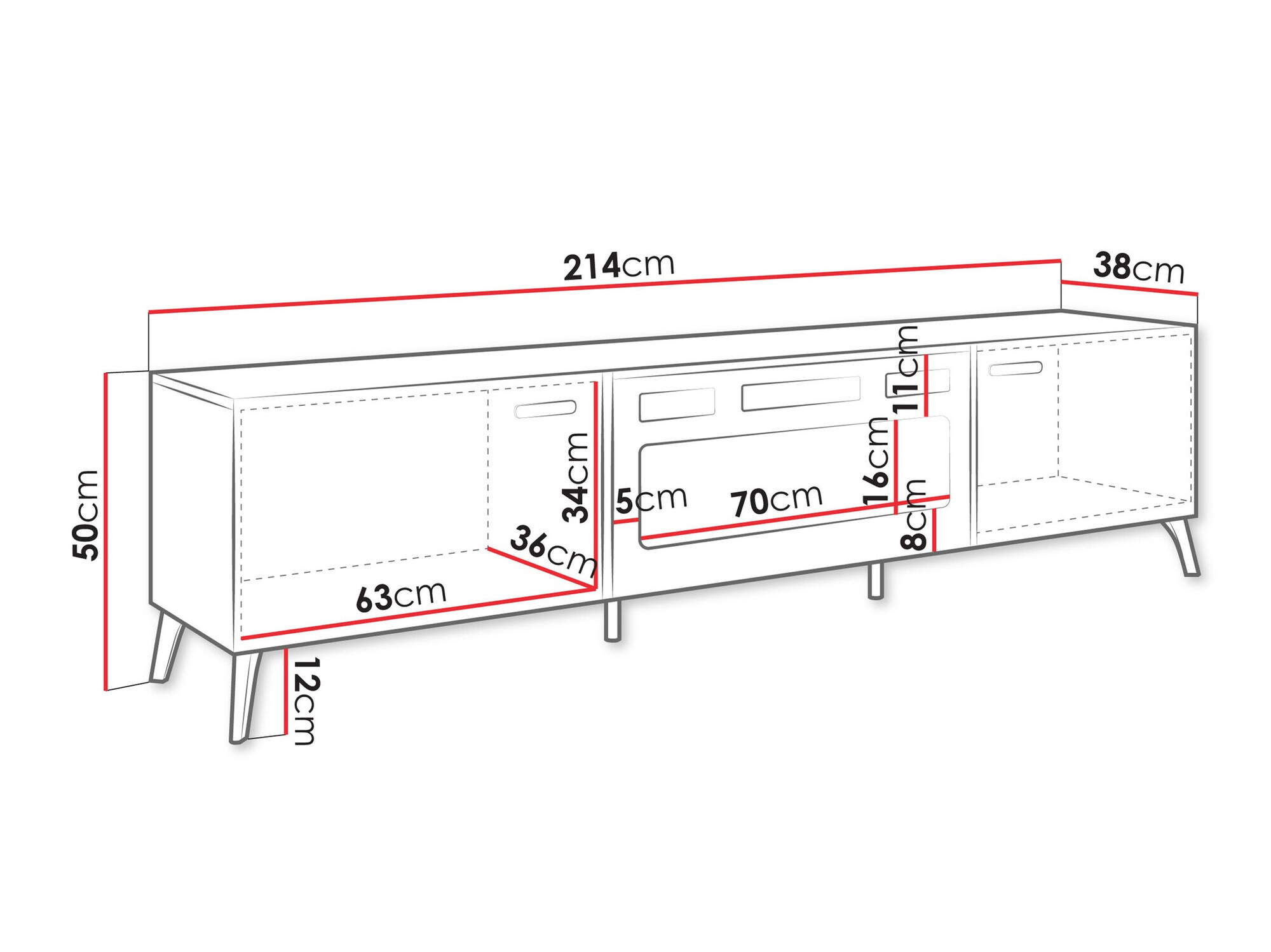 TV-alus Comfivo Capella III (Valge + Läikiv valge)