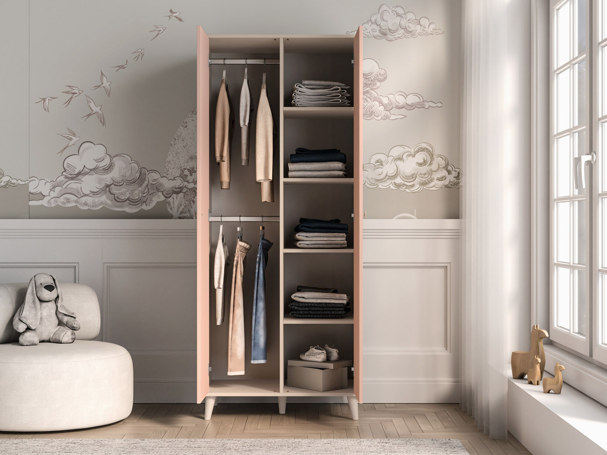 Riidekapp Tortoli 101 (Roosikarva)