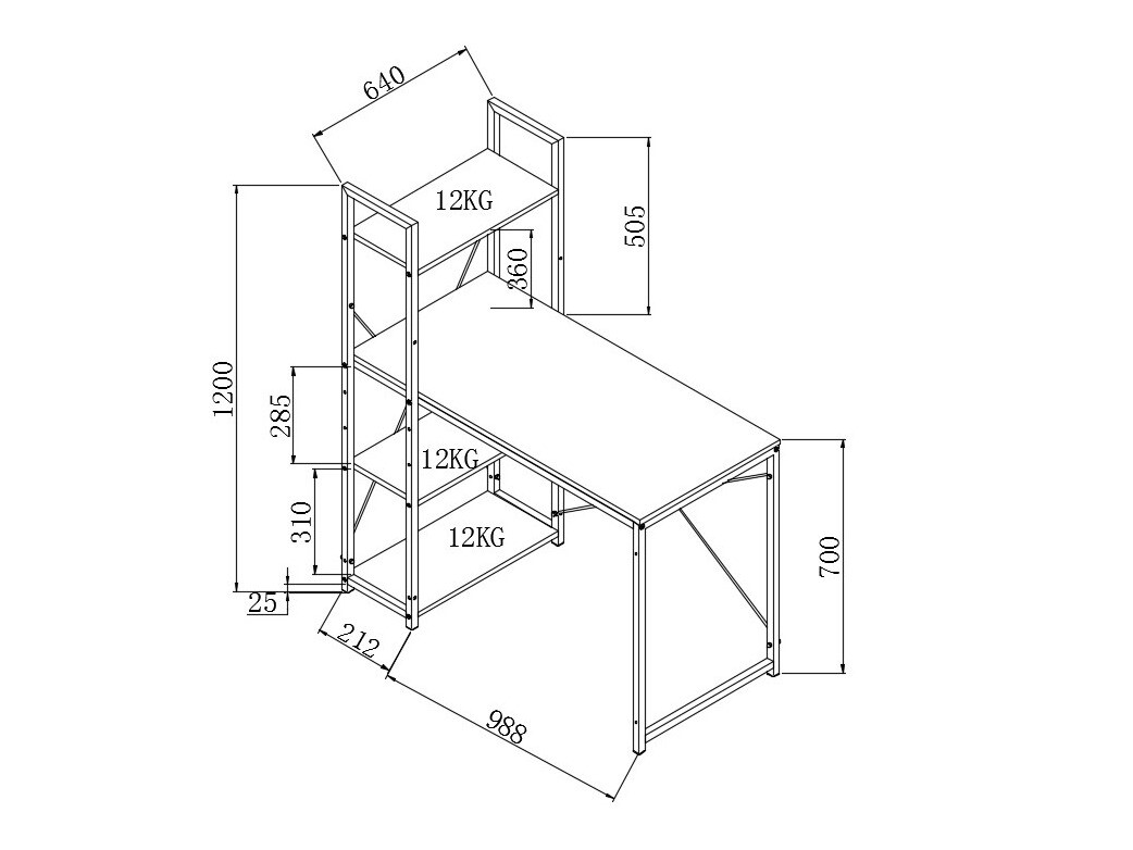 Kirjutuslaud Houston 1888 (Sonoma tamm + Must)