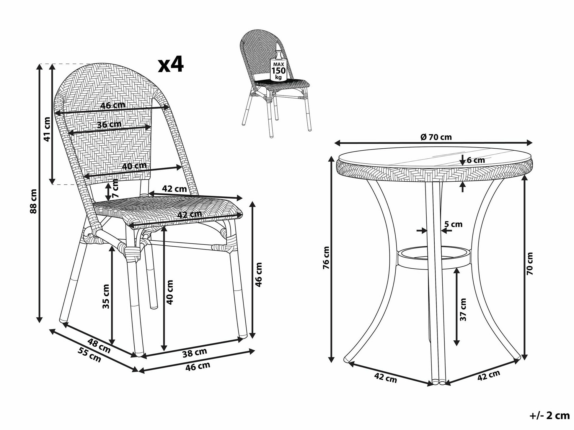 Laua ja toolide komplekt Berwyn 2479