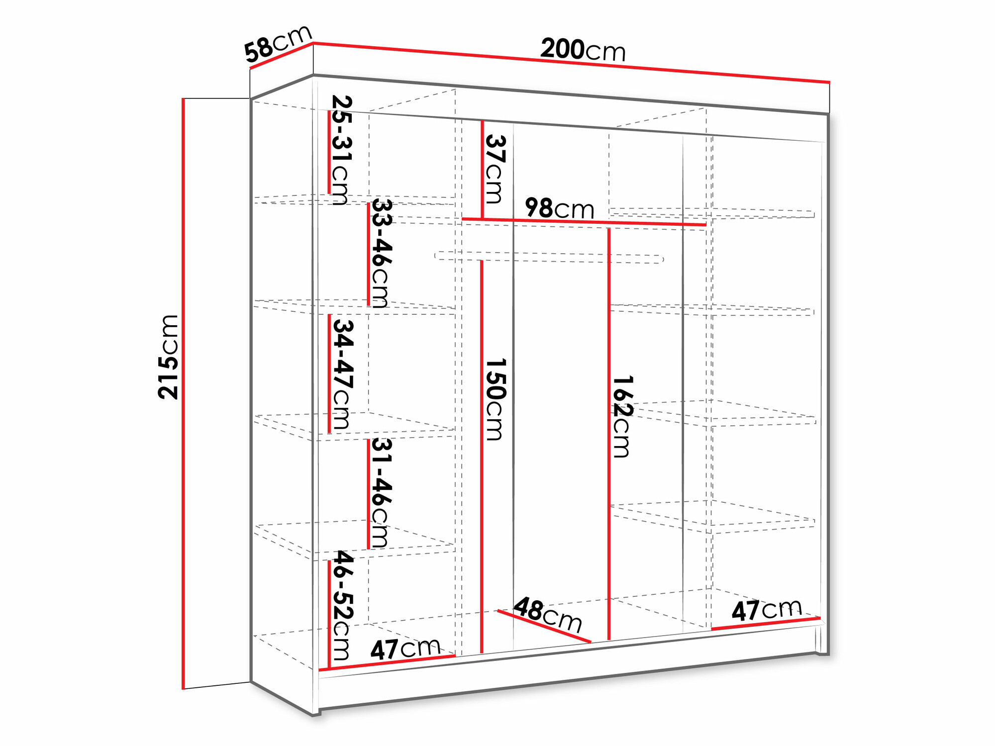 Riidekapp Closico 159 (Valge)