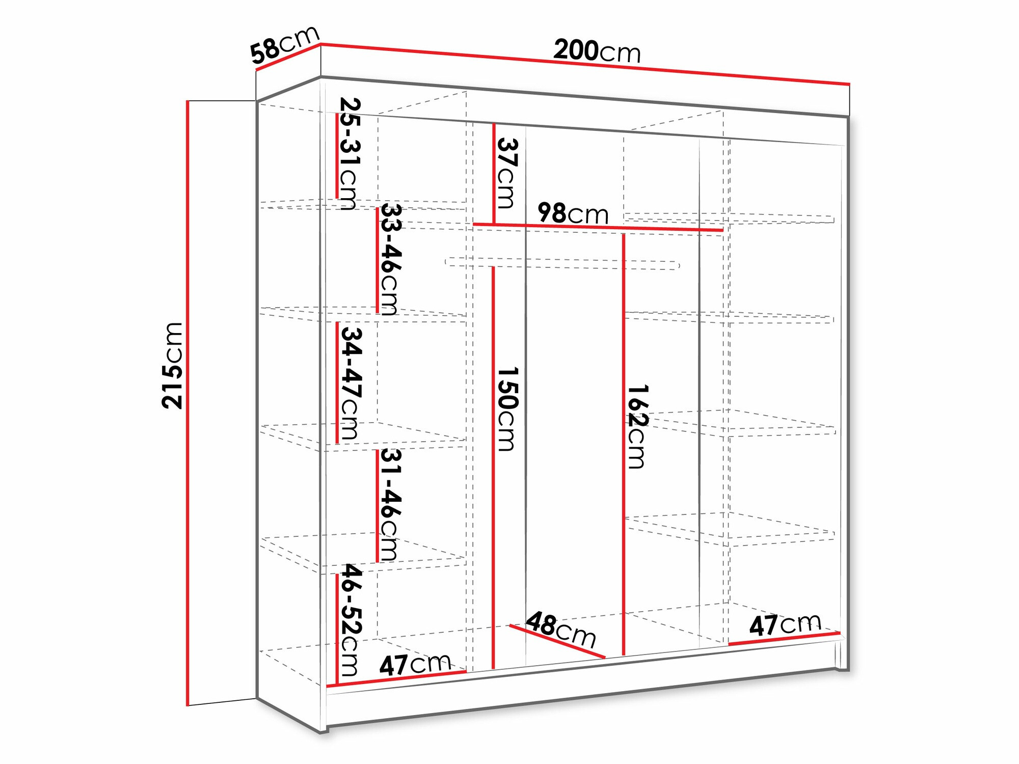 Riidekapp Closico 160 (Must)