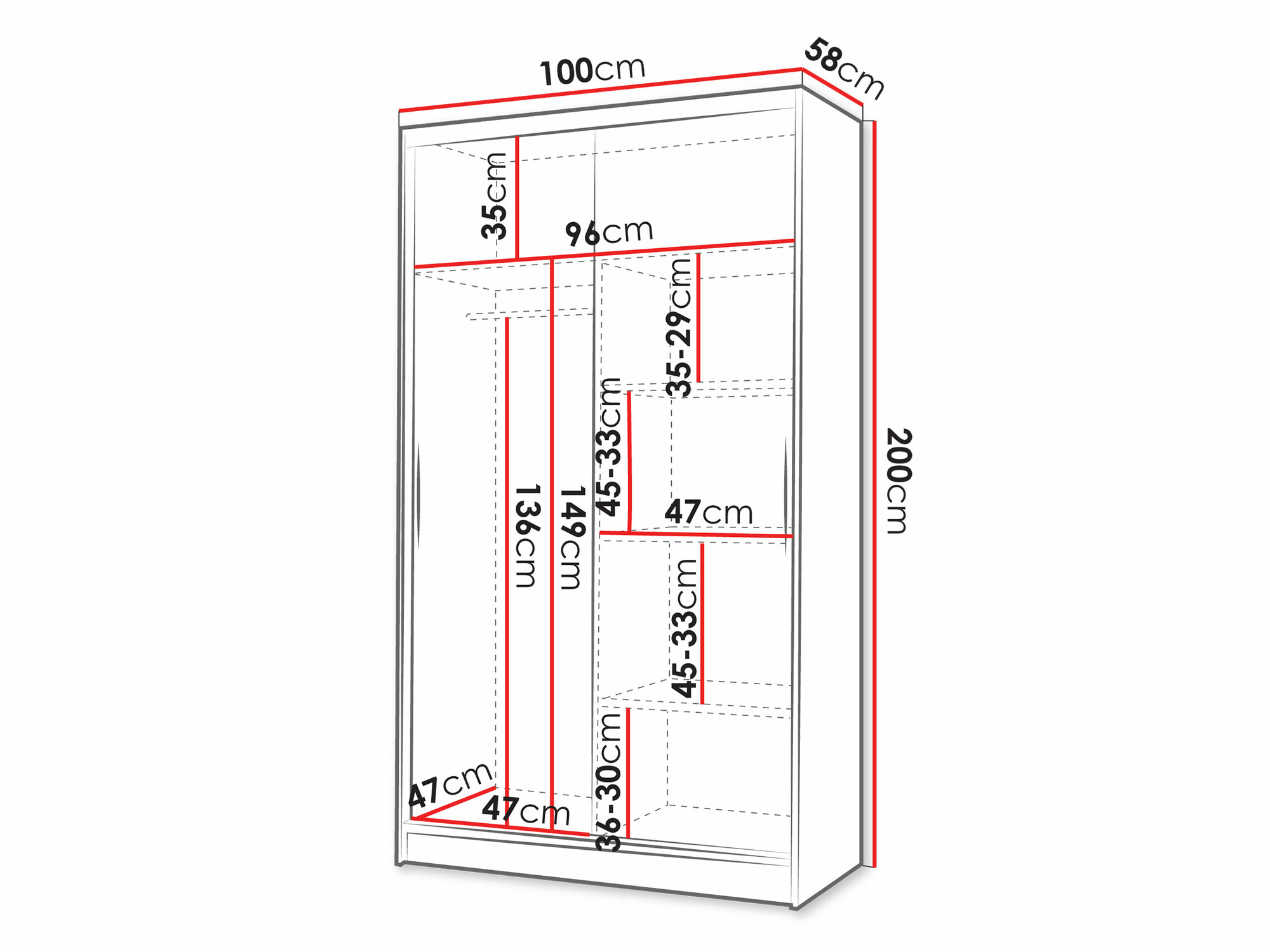 Riidekapp Closico 164 (Must)