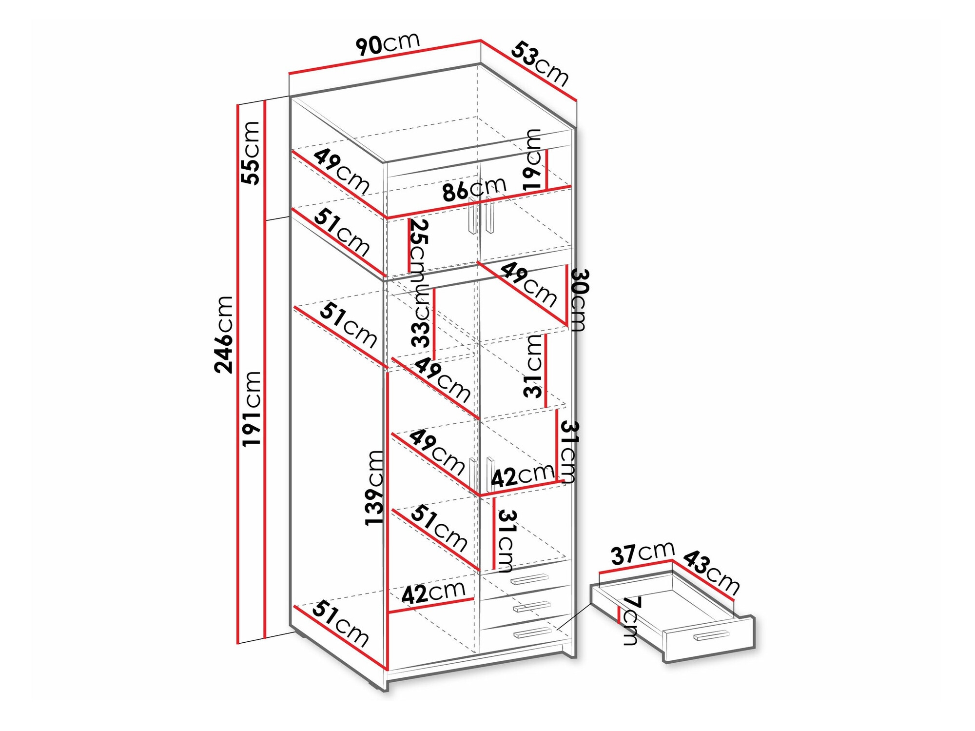 Riidekapp Novduni 113 (Valge)
