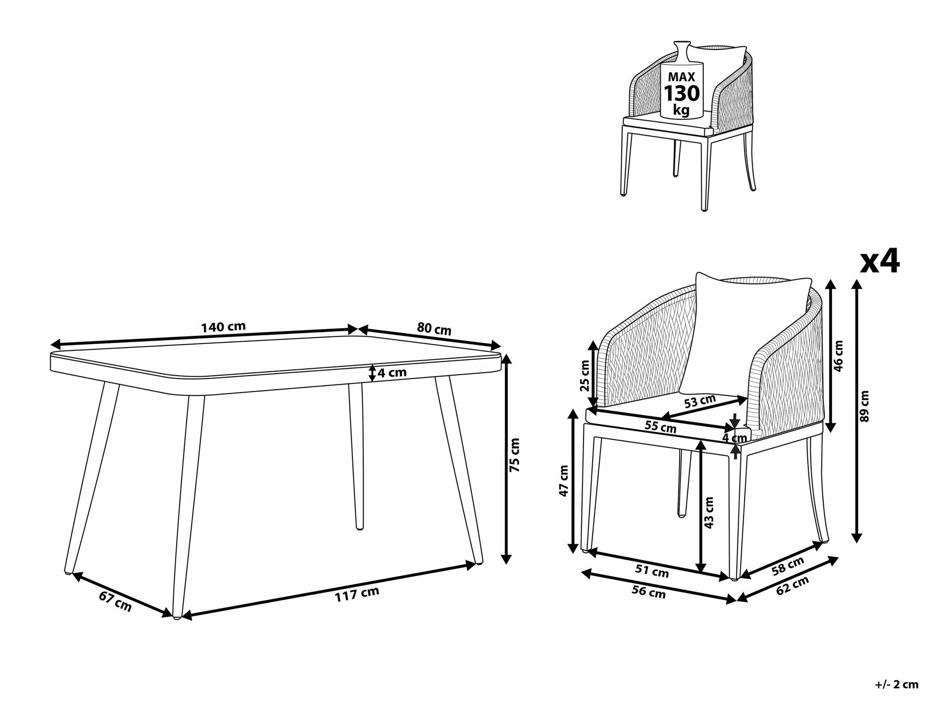 Laua ja toolide komplekt Berwyn 2513
