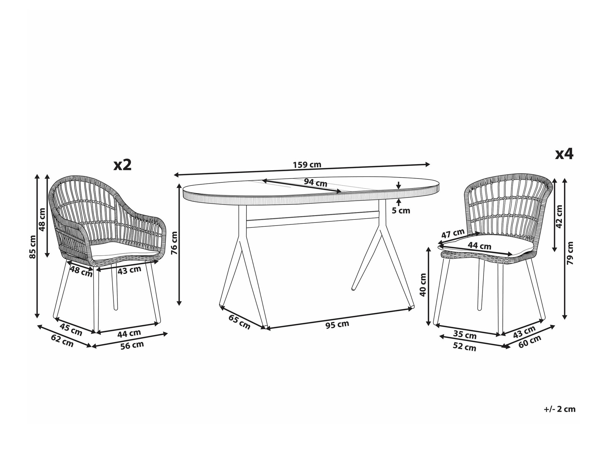 Laua ja toolide komplekt Berwyn 2515 (Roosikarva)