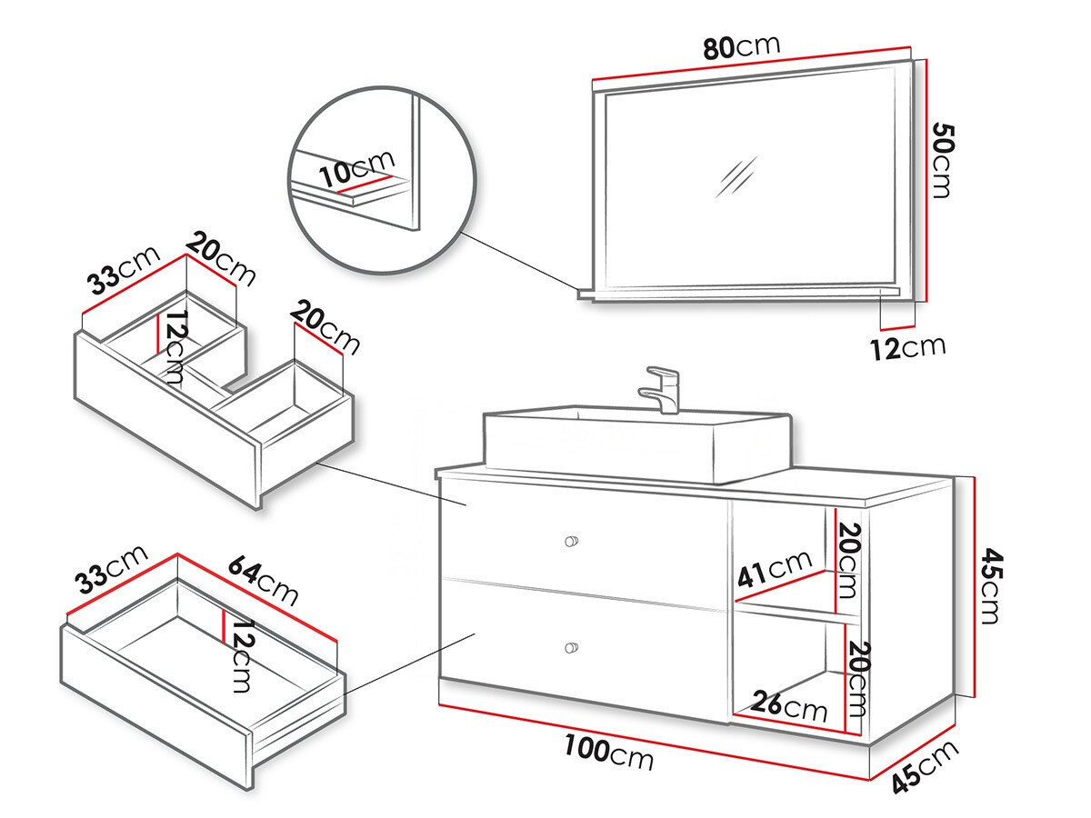 Vannitoakomplekt Salus I (Must + Must marmor)