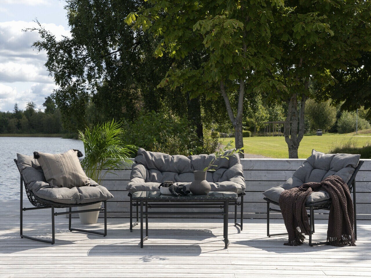 Aiamööblikomplekt Dallas 4732 (Must + Hall)